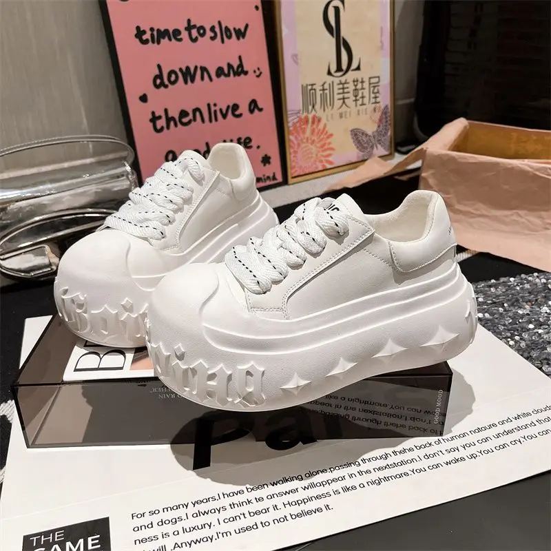 

2025 New luxury brand Platform Design Shoes Women's Lace-up leather Shoes Summer Fashion Casual Board Walking Shoes for Girl