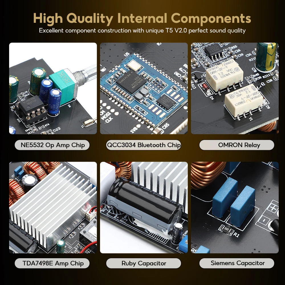 AIYIMA T5 V2.0 ламповый усилитель для наушников VU метр мощность 160 Вт * 2 Bluetooth QCC3034 класс D стерео Hi-Fi домашний усилитель
