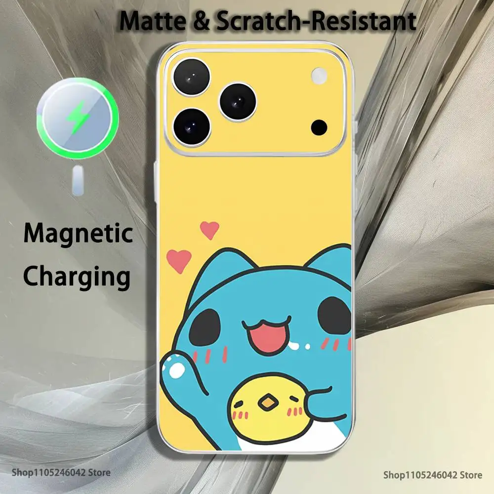 Bonito b-bugcat capoo transparente branco caso de telefone para iphone 17,16,15,14,13,12, pro, max, plus, mini, se4, e carregamento magnético sem fio