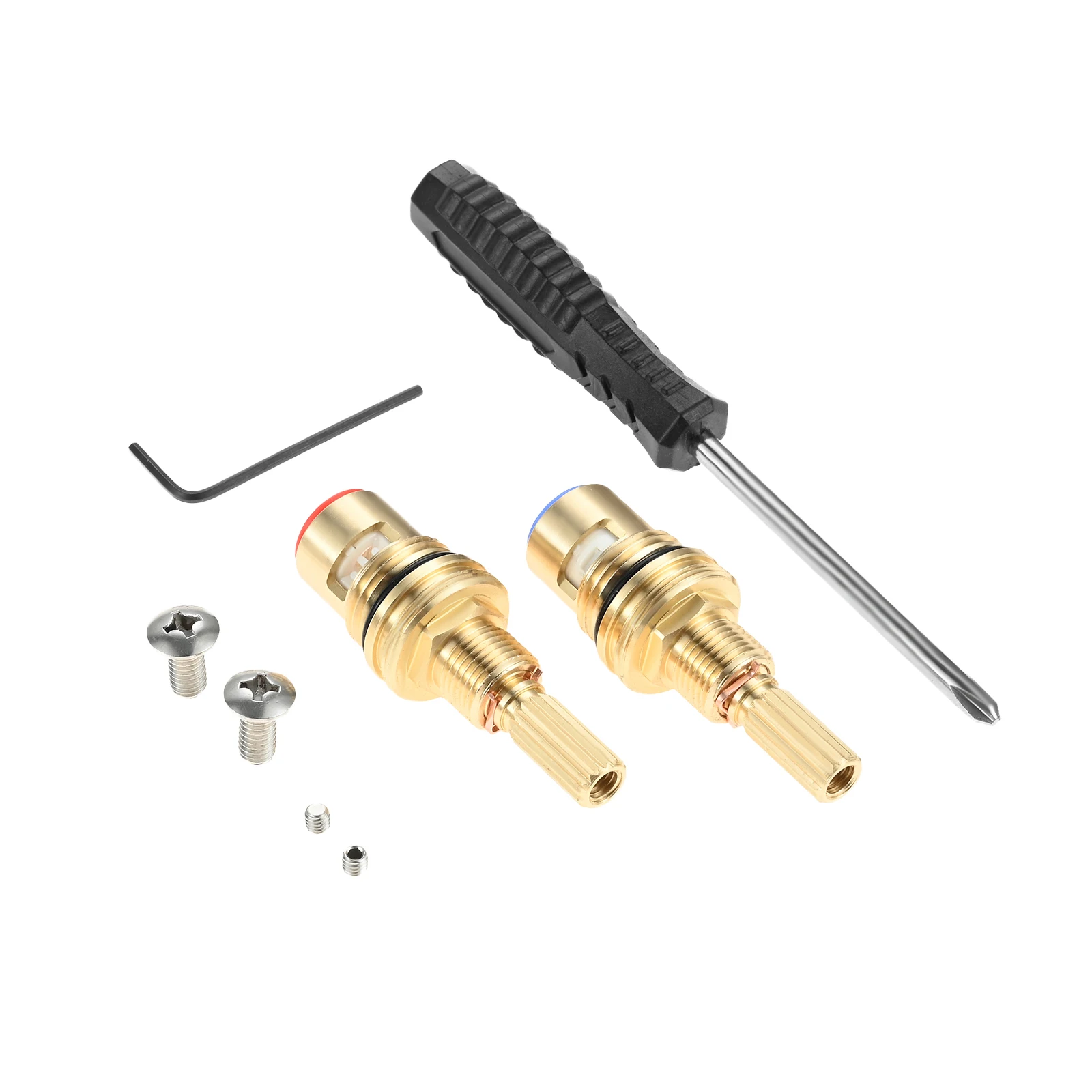 1Set Brass 1-001 1-002 Ceramic Cartridge Kit With Screwdriver Allen Wrench Compatible With Ceramic Cold/Hot Cartridges Of Faucet