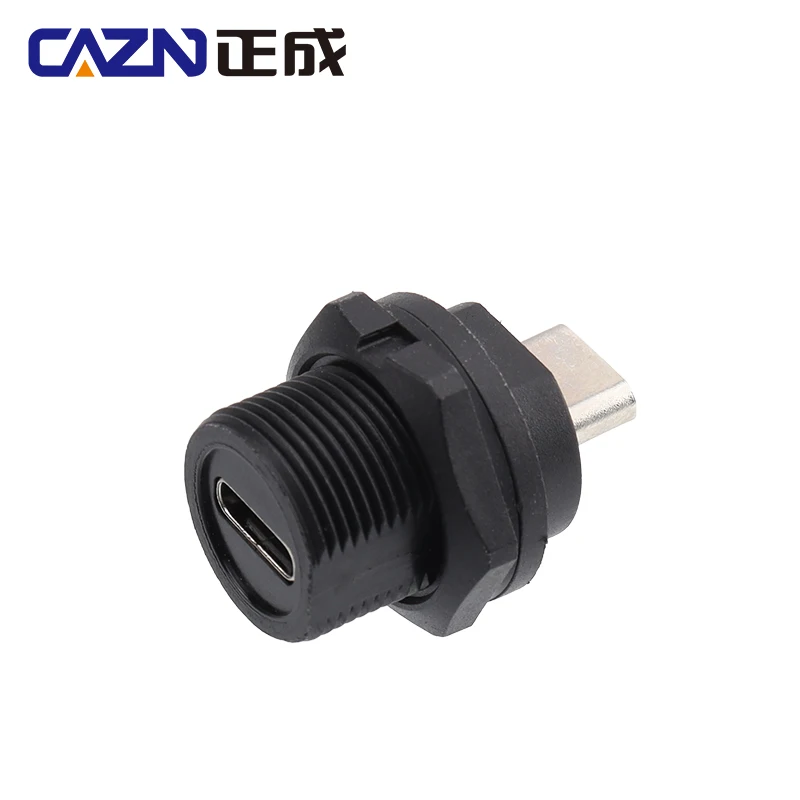 CAZN Waterproof IP67 IP68 Type C Female to Female PFC Rear Mount Receptacle Threaded-type Type-C 3.1 10GB