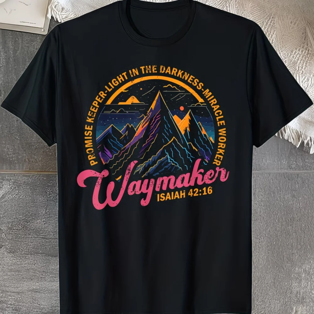Men'S T Shirt Cotton Tee Women Summer Novelty Vintage Streetwear Waymaker Miracle Worker Promise Keeper Light in The Darkness