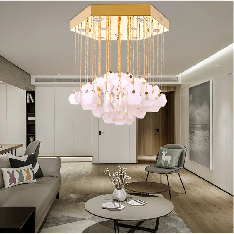 Modern Luxury Marble Led Pendant Lights Living Dining Room Chandeliers Lighting Home Decor Bedroom Villa Hanging Lamp Liminaire