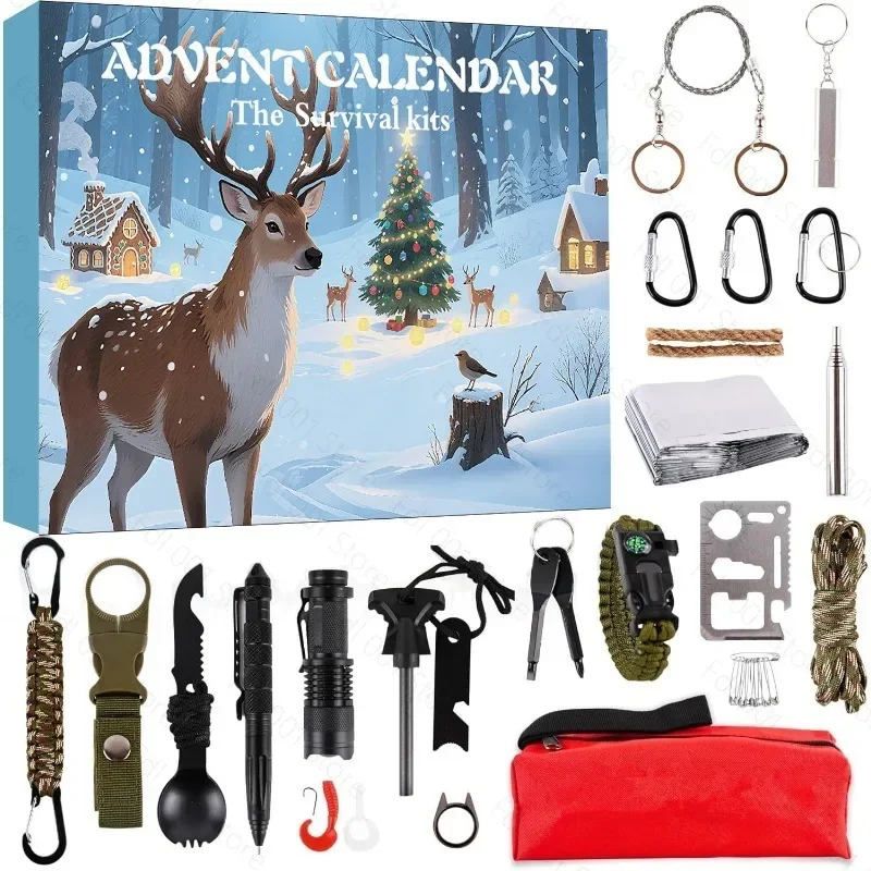 Outdoor Survival Tools Set Multifunctional Adventure Mountaineering Camping First Aid Fishing Advent Blind Box
