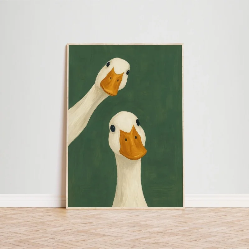 1pc Canvas Painting frameless Duck Goose Poster, Funny Bathroom Wall Art, Humorous Animal Print, Vintage Style Decor, Quirky Hom view 2