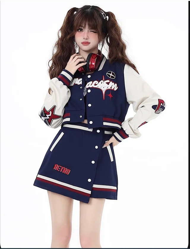 

American Street High Street Retro Baseball Suit Women's Autumn/Winter Loose Versatile Jacket