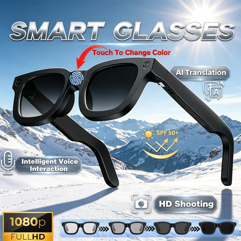 

New smart glasses 1080P HD recording 800W HD camera AI voice assistant simultaneous translation Bluetooth fashion smart glasses