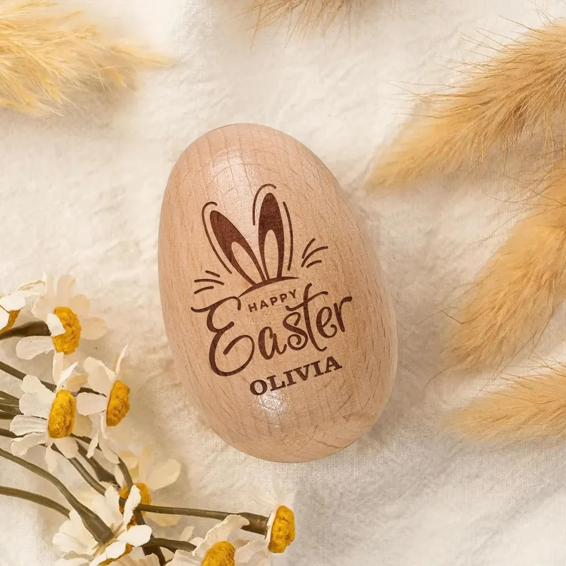 1 Stück Personalisiertes Holz-Osterei Baby Erstes Ostern Kinder Osterkorb Essentials Heimdekorationen Osterparty Geschenk