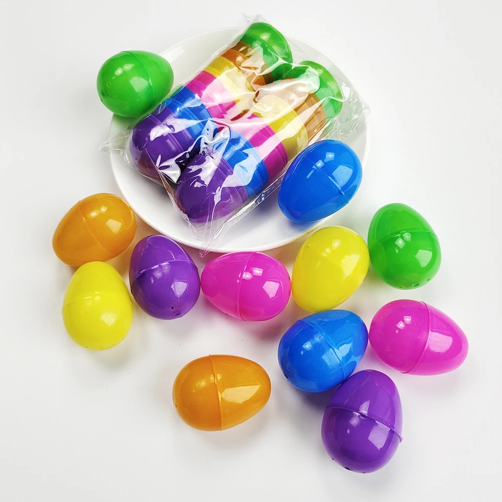 12/24/50Pcs Easter Fillable Eggs Colorful Plastic Candy Gift Opening Packing Box Happy Easter Party Home Decoration Kids Favors