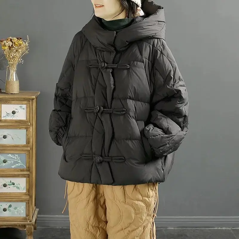 2025 유럽 겨울 레트로 신상 여성 다운 자켓 출퇴근용 후드 오버사이즈 자켓