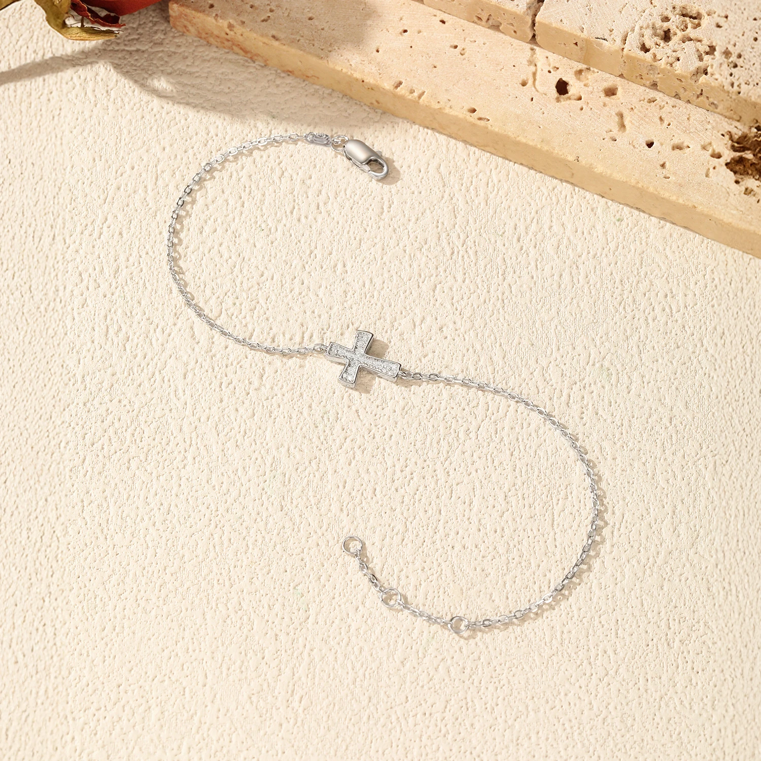 موديان 925 فضة بسيط متألق D اللون مويسانيتي الصليب ربط سلسلة أساور للنساء غرامة مجوهرات