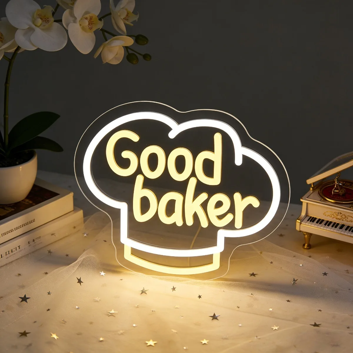 

Неоновая вывеска Good Baker с регулируемой яркостью, теплый светодиодный неоновый светильник для кондитерской, кафе, дома, пекарни, кухни, декор для стен, USB-лампа