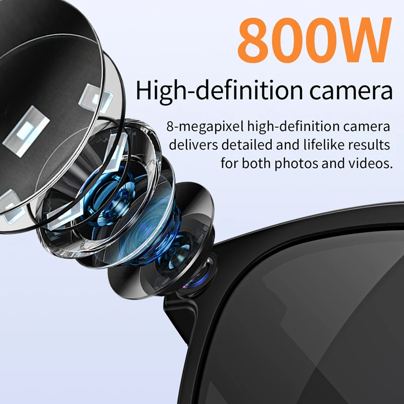 800 واط 4K HD AI النظارات الذكية الدردشة GPT 100MP كاميرا بلوتوث دعوة 260Mah بطارية صوت مساعد نظارات التحكم للرجال والنساء