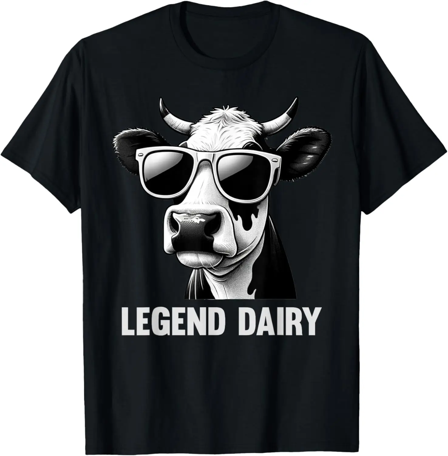 Legend Dairy Funny Cow Farmer Pun Graphic T-Shirt 100% Cotton Trendy Y2K Short-Sleeve Tee – Soft, Quick-Drying, All Occasion Casual  Suitable For Concert Party Hanging Out Sightseeing Trip