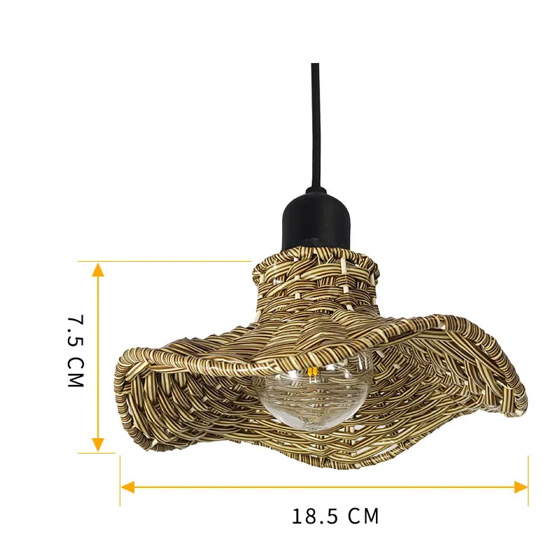 Paralume in Rattan fatto a mano lampada a sospensione in vimini a sospensione a LED retrò lampada a sospensione da giardino impermeabile per esterni Gazebo decorazioni per la casa lampade staccabili