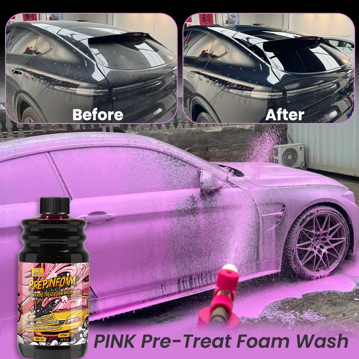 Pink Magic High Concentration Foam Car Wash Shampoo Auto Detailing Accessory Super Cleaner for Vehicle Exterior X1