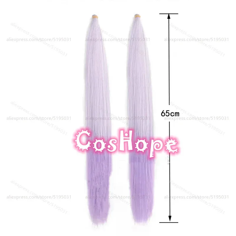 HSR Castorice Cosplay Wig with 65cm Long Ponytails Light Purple Gradient Wig Cosplay Anime Heat Resistant Synthetic Wigs
