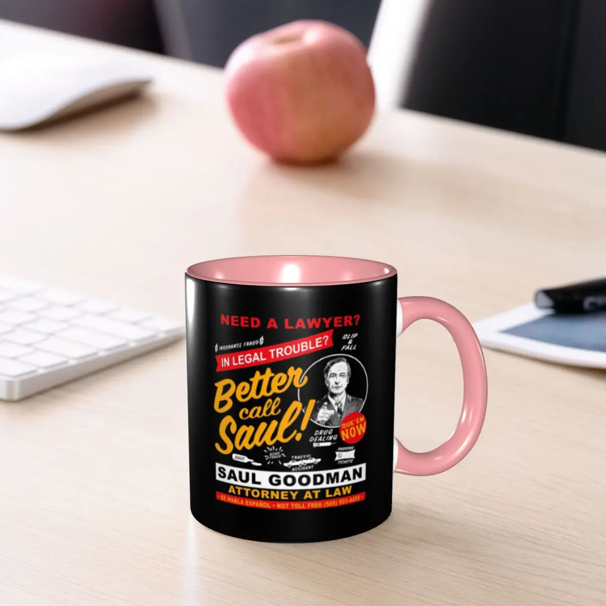 Besoin d'un avocat ? Appellez Saul ! Tasse en céramique amusante, tasses à café, tasses à thé, tasses à lait, cadeaux pour femme et homme
