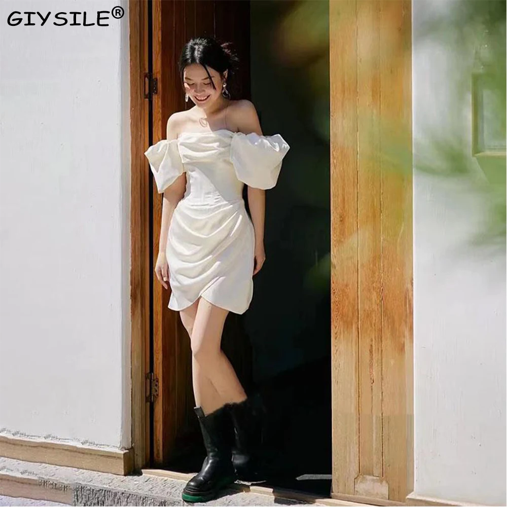 

GIYSILE Customized Tube Top Fashion White Light Wedding Dress 2025 New Bride Temperament Simple Strap Back Evening Dresses