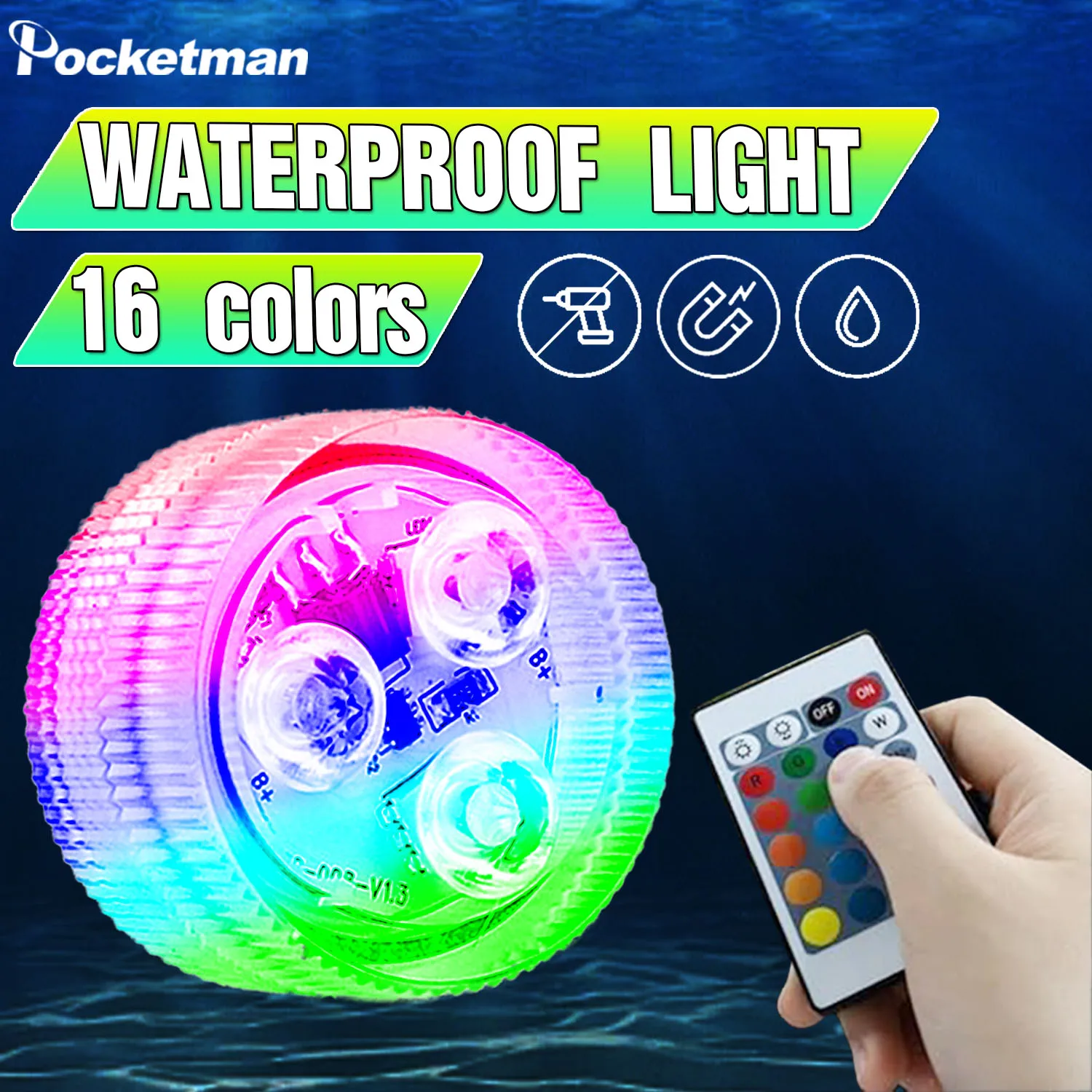 

3 LED Underwater Light RGB IP68 Waterproof Swimming Pool Accessories Light Outdoor Submersible Lights Pond Vase Remote Control