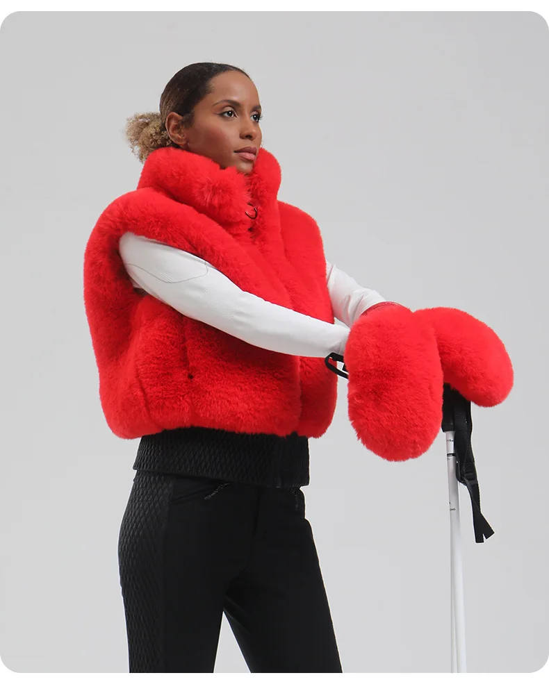 GSOU SNOW 2024 Winter Neue Skihandschuhe für Damen, winddicht, kältebeständig, warm und plüschige Außenhandschuhe aus Plüsch für Damen – Detail 9