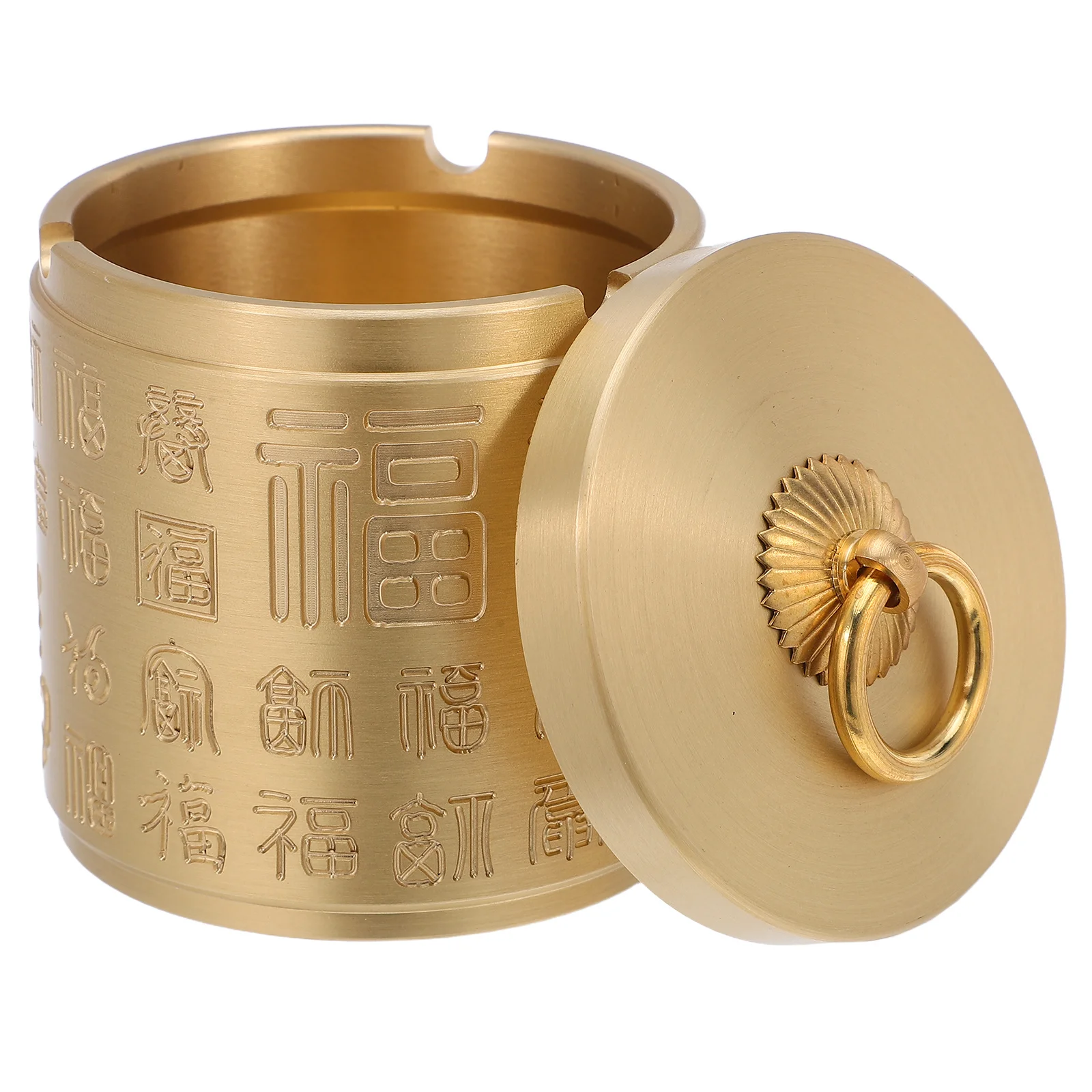 

Brass Ashtray Compact Round Ashtrays for Cigarettes Balcony Men Smokers Holder Garden Car