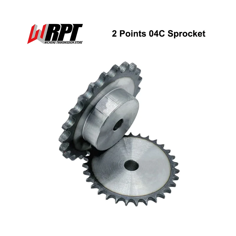 2 Points 04C Sprocket 33 Teeth 45# Steel Wheel Pitch 6.35mm Bore 8/10/12mm Quenched Industrial Transmission Sprocket
