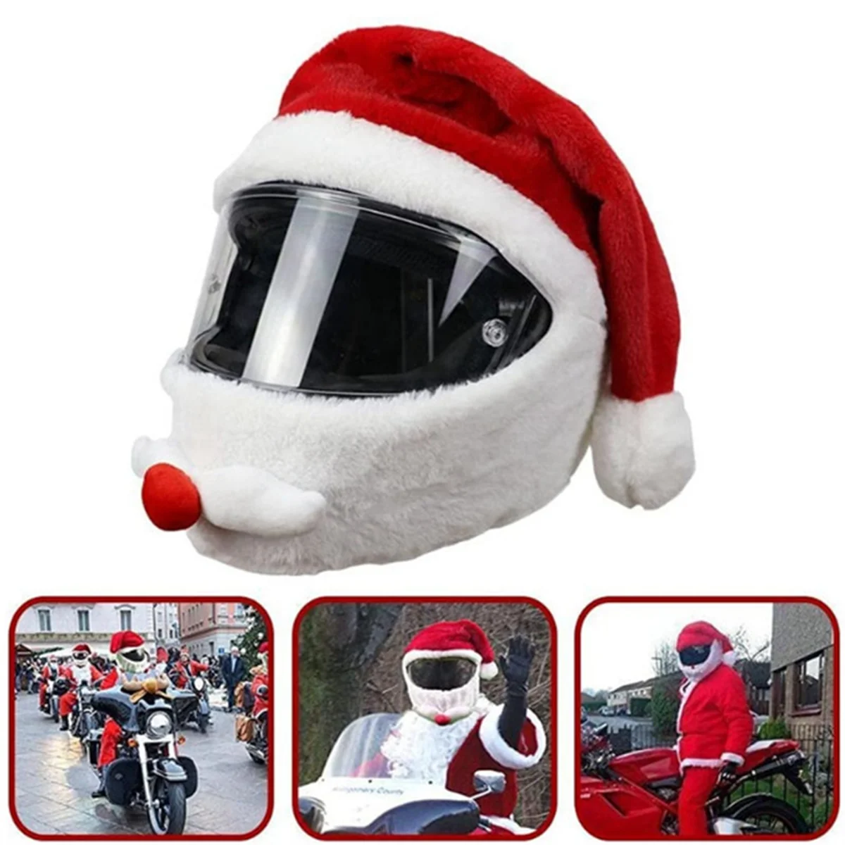 Motorcycle Helmet Cartoons Plush Helmet Protective Cover Helmet Full Face Covers for Outdoor Fun Helmets Christmas