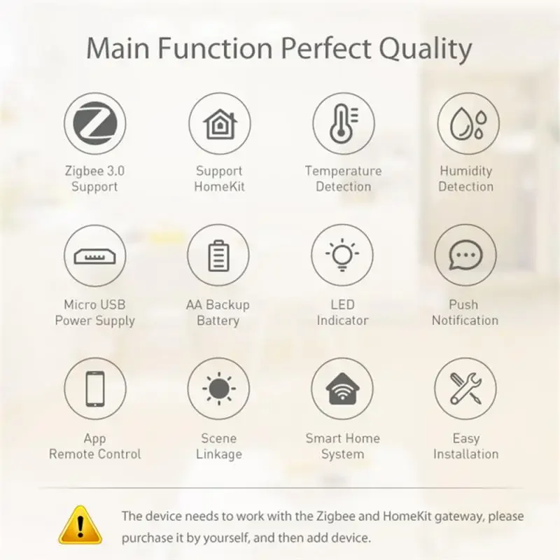 Tuya Homekit Zigbee Temperature And Humidity Sensor Battery USB Dual Powered Smart Home Voice Control Works With Alexa Google