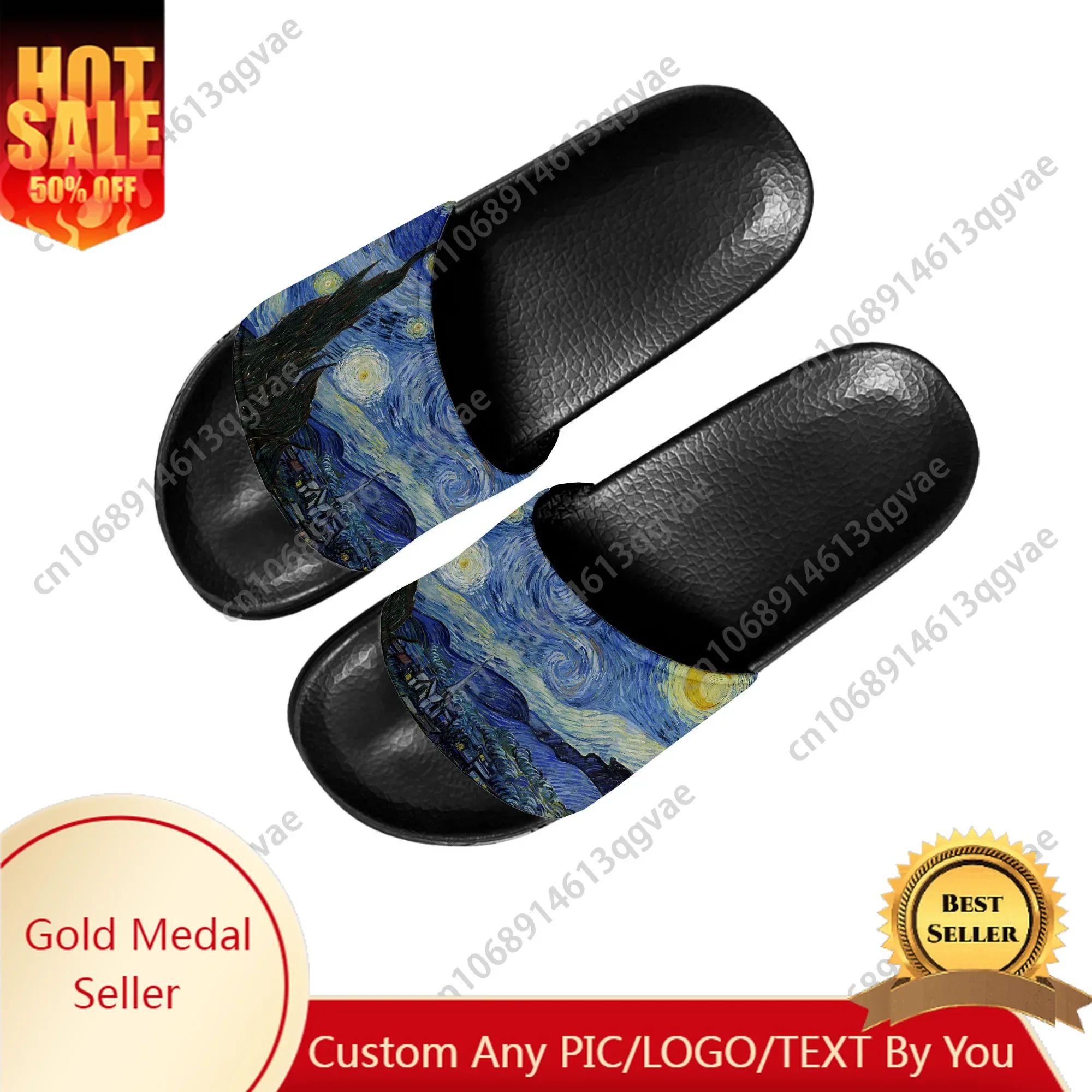 

Van Gogh Oil Paint Starry Night Slippers Home Water Shoes Men Women Teenagers Beach Pool Sandals Custom Summer Slipper