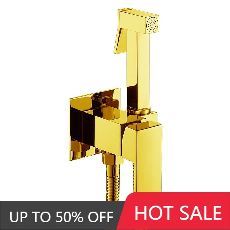 

Gold Toilet Bidet Faucet Black Shower Handheld Bidet Sprayer Set Brass Handheld Toilet Bidet Faucet Sprayer Shower Nozzle Self