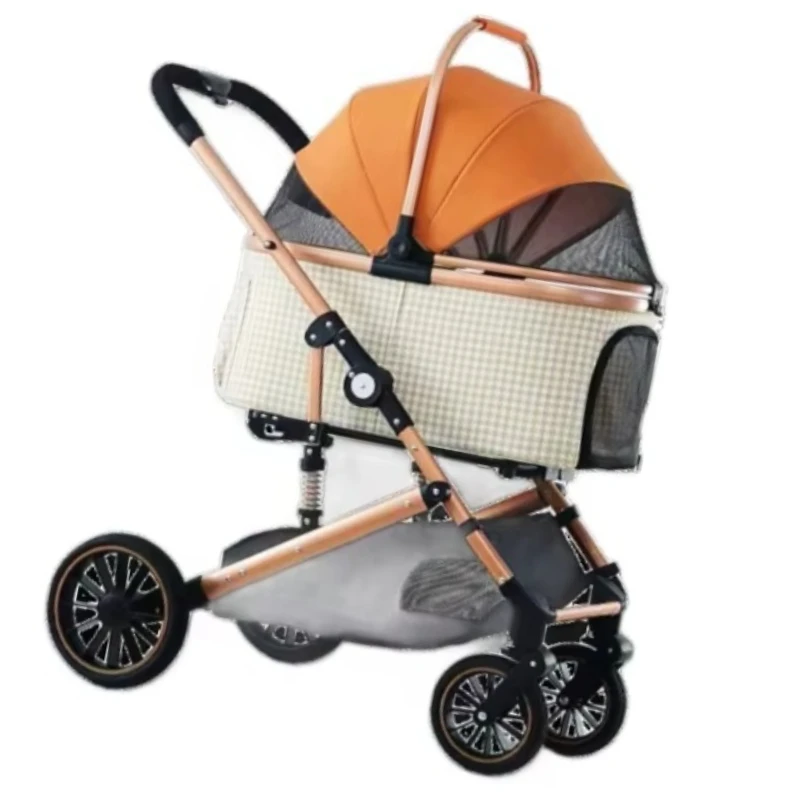 4-Wheel Dog Stroller Carriage for Large Bred or 2 Dogs Wheeled Pet Carrier for Travel