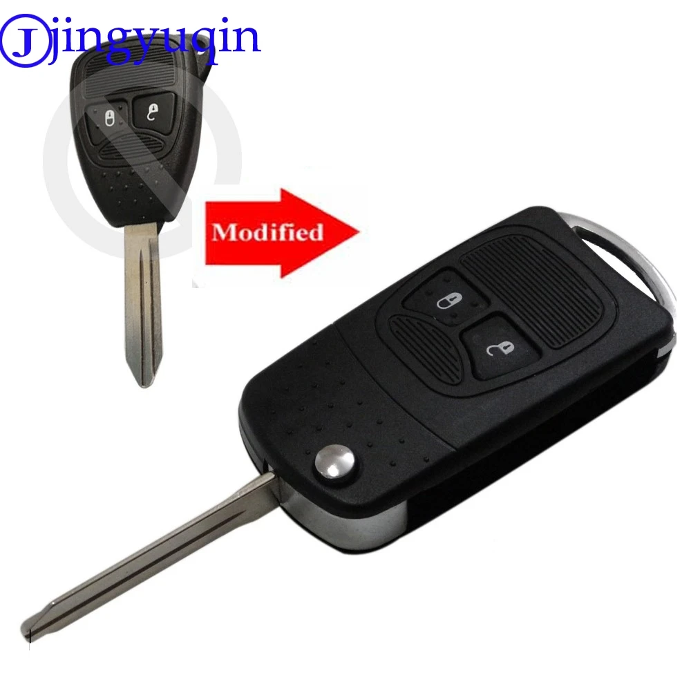 

jingyuqin Remote Flip Folding Car Key Shell Stying For Chrysler For Jeep Compass For Dodge Wrangler Patriot Case Fob 2 Buttons