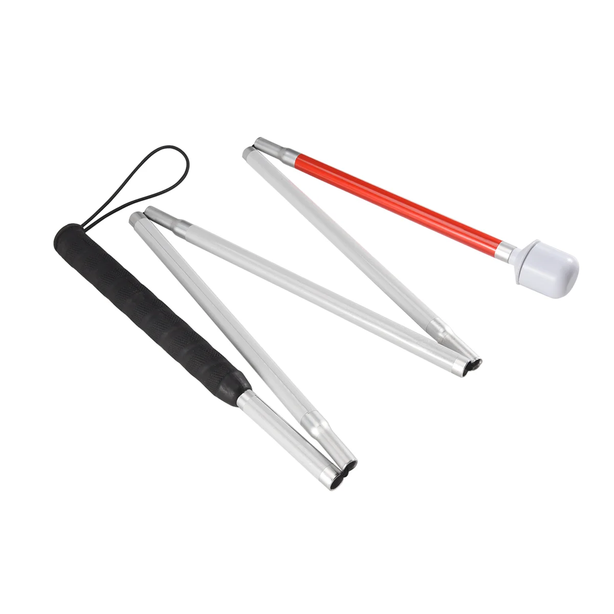 عصا SMIEA الألومنيوم القابلة للطي 4 ثوانٍ مع طرف دوار لعصا المشي العمياء