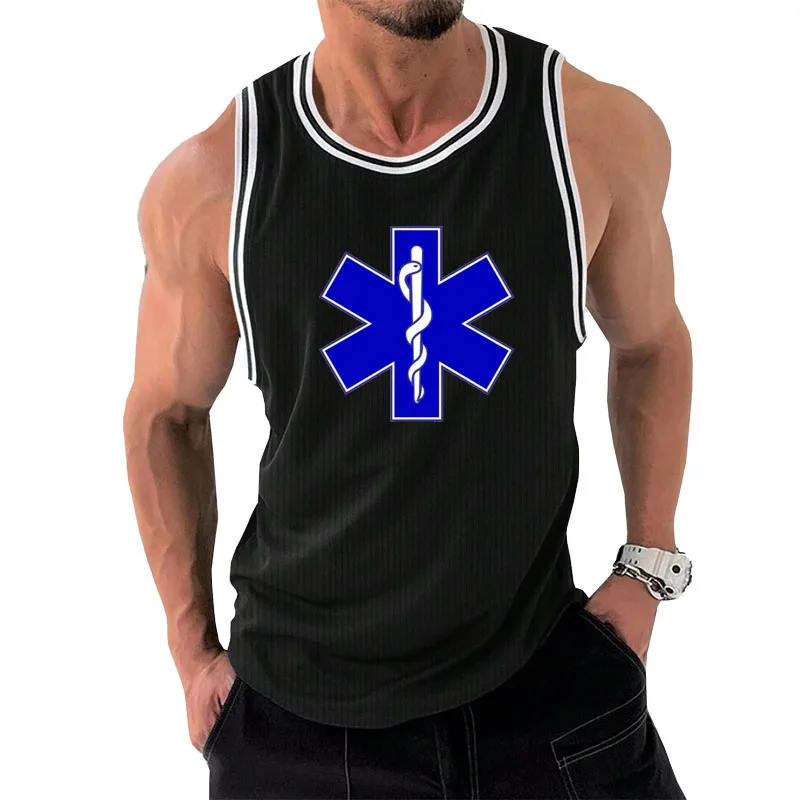 

Outdoor Run Fitness Sports Men's Tank Top Casual O-neck Loose Vest Summer Gym T-shirt Man Fashion Breathable Sleeveless Shirt