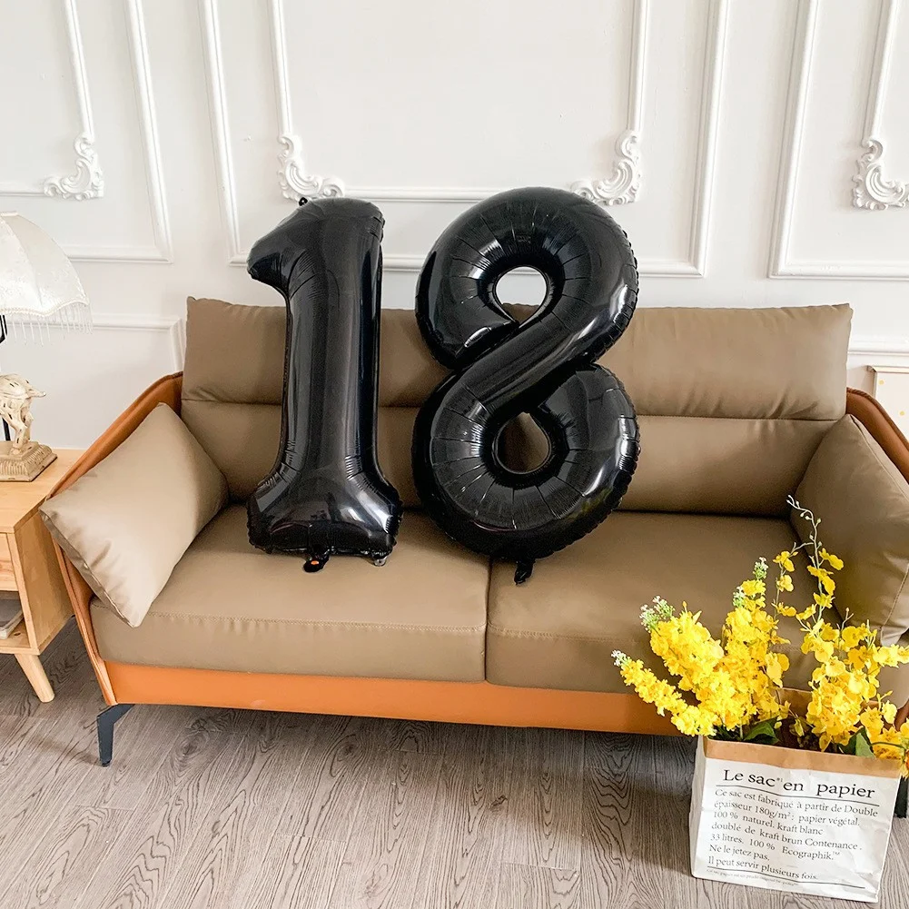 40 Inch Black Large Numbers 0-9 Digit Helium Balloons Foil Mylar Big Number Birthday Anniversary Party Supplies Decorations