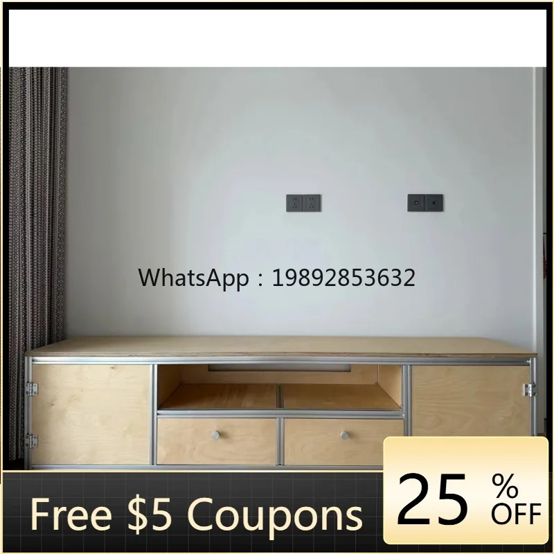 

LYY Aluminum Profile Sideboard Storage Light Luxury Modern Living Room Multi-layer TV Cabinet