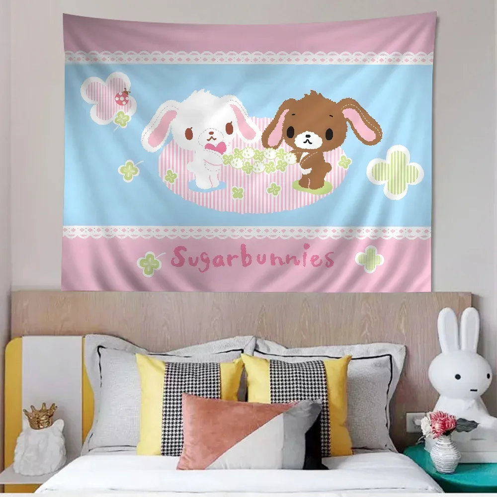 فن نسيج Kawaii Anime S_sugarbunnies - تصميم جميل لون الغرفة، سحر المنزل، ديكور فني جداري مناسب لمناطق المعيشة
