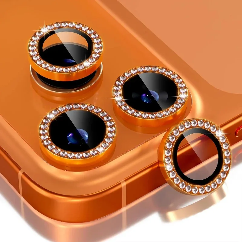Bling glitter diamante metal quadro protetor de câmera para iphone 17 pro max ar 17pro lente liga filme vidro temperado anel capa tampa