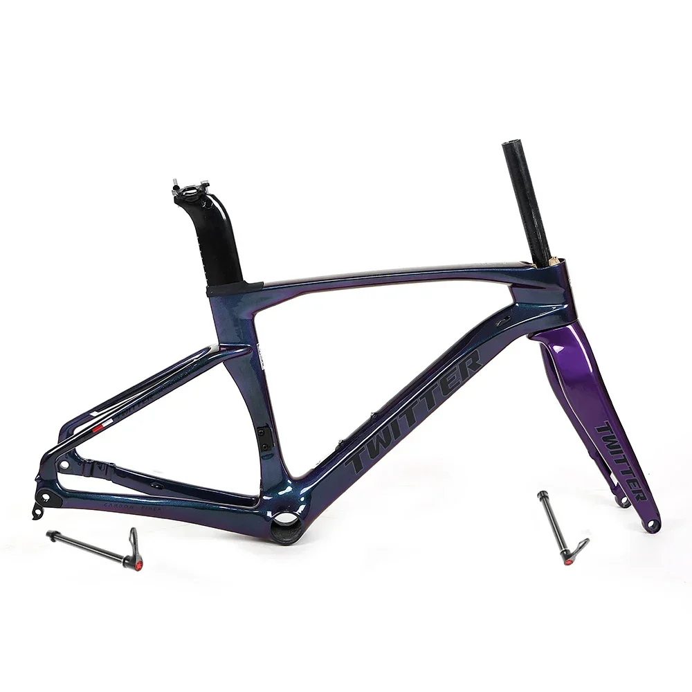 

TWITTER Hot sale carbon road disc frame for children teenagers road cyclocross bike frame fit24inch wheelset carbon gravel frame