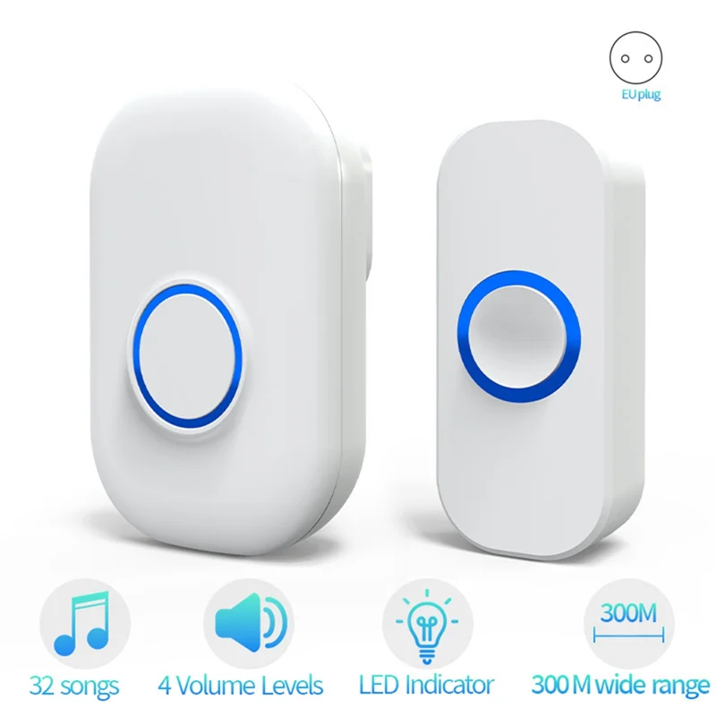 ABGN Bel Pintu Nirkabel Tahan Air Rumah Selamat Datang Bel Pintu Rumah Pintar Lonceng Pintar Jarak Jauh