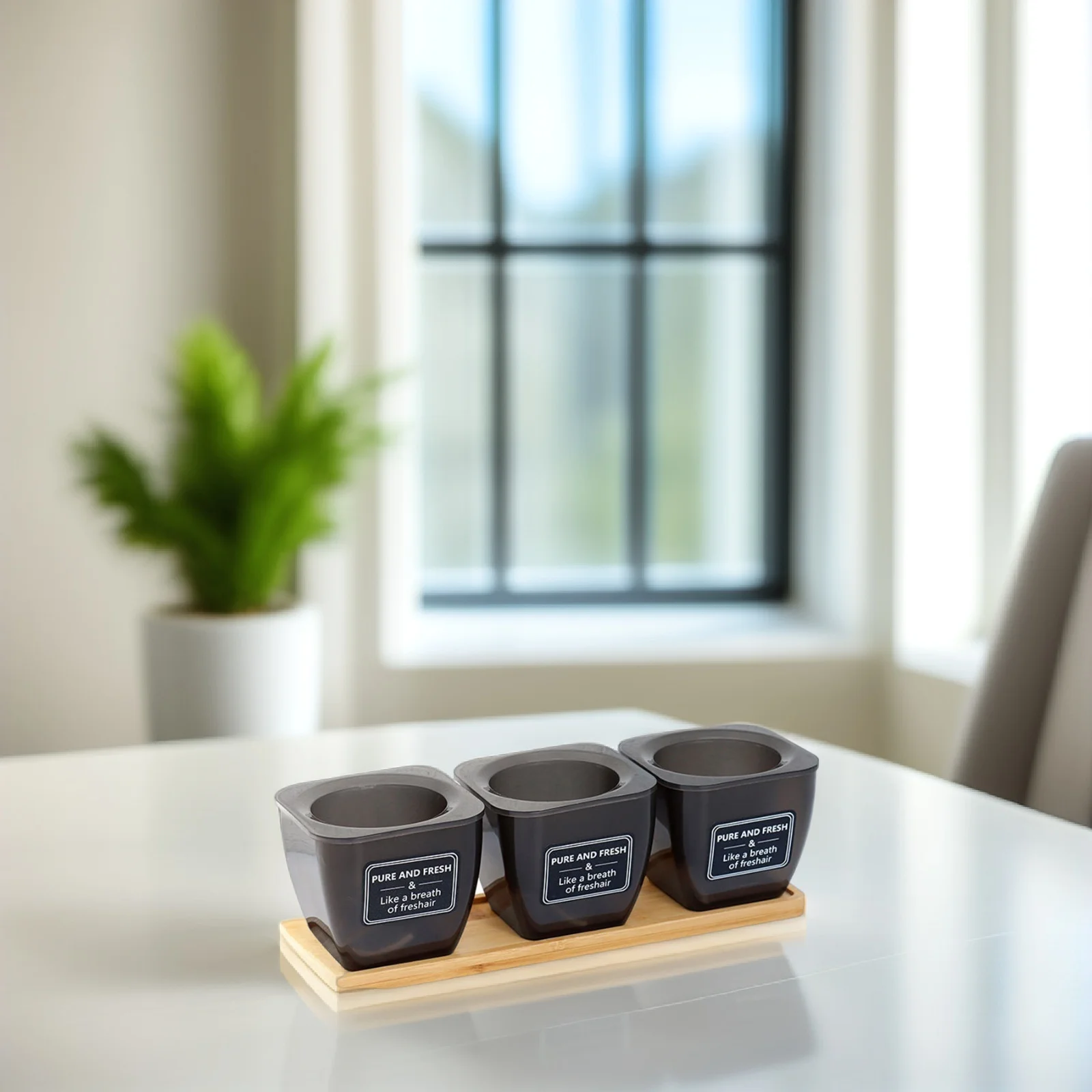 

Automatic Water absorbing Planter Small Flowerpot Black Decorative Creative for Succulents Gardening Planting Pot Resin Bamboo