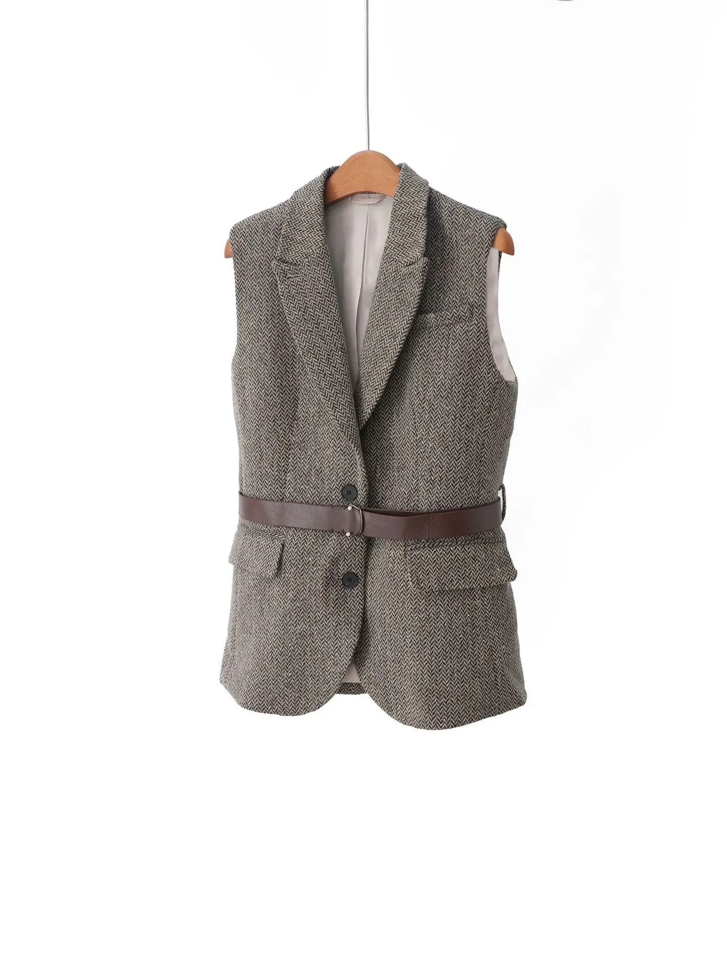Women'S Minimalist Vintage-Style Wool Herringbone Suit Vest – Slim-Fit & Waist-Defining (Fall 2026 New Arrival)