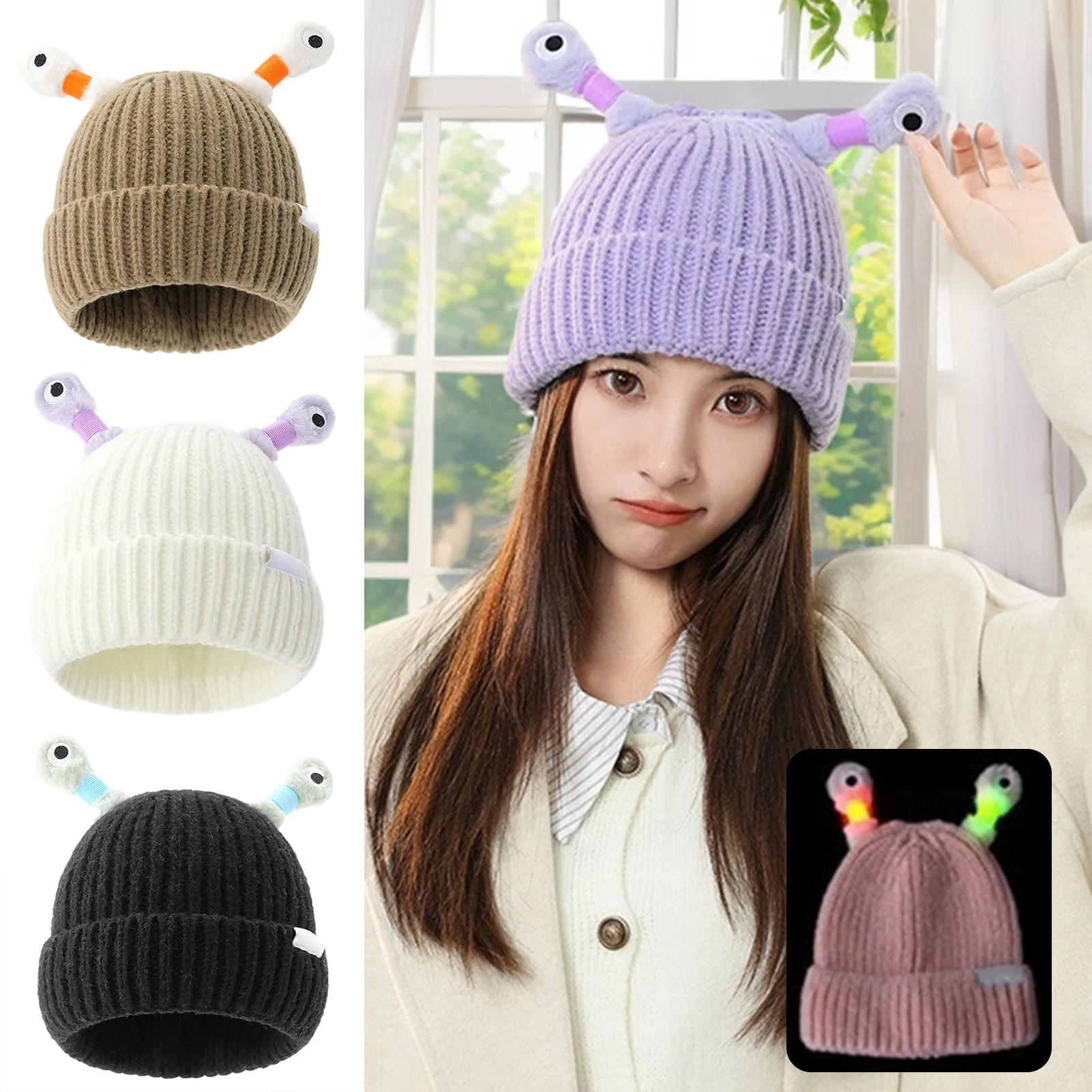 Luminous Tentacle Knit Cap Parent Child Cute Little Onster Knit Hat For Winter Fall