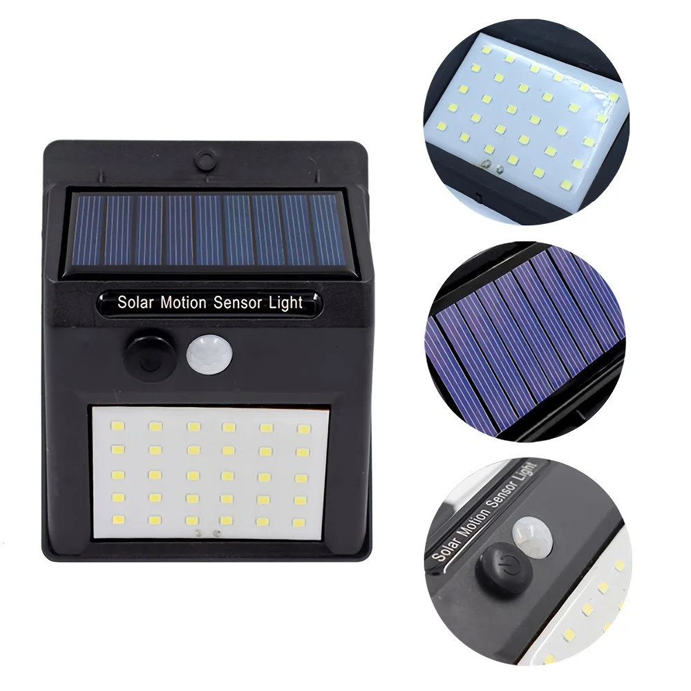 Luz LED Solar para exteriores, luz con Sensor de movimiento inalámbrico, impermeable y fácil de instalar, para jardines, caminos, pasillos, 1/2/4 piezas, 30 LED