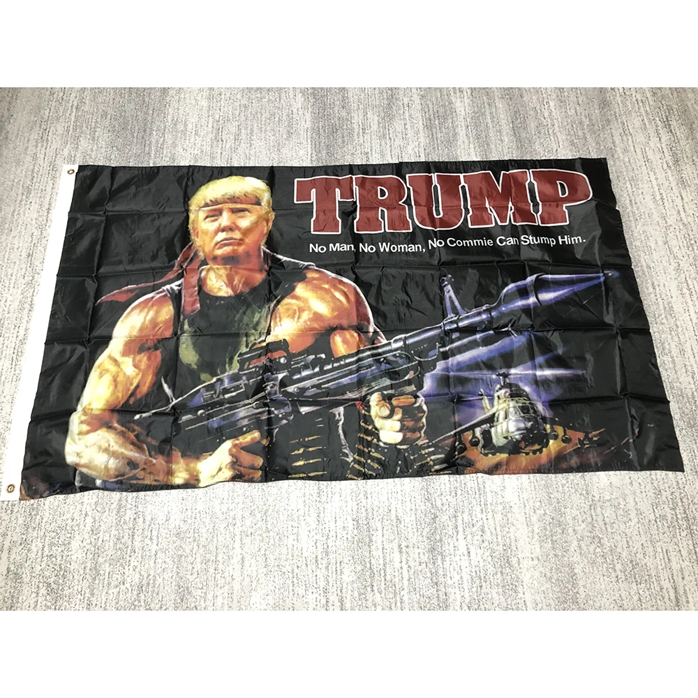 Trump Flag 90X150cm high quality polyester hanging Creative Trump Gun Pattern American Hanging Flag President USA Banner