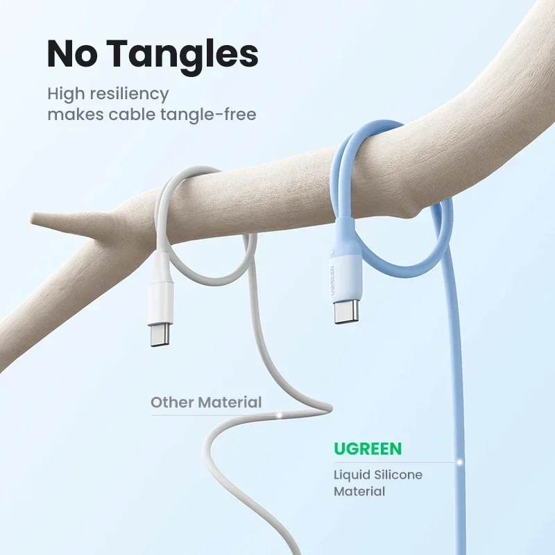 UGREEN 60W Kabel USB Typ C do Typ C PD Szybkie Ładowanie Silikonowy Do Apple iPad iPhone 18 Macbook Ładowarka USB C Android Krótki Długi — zdjęcie produktu 4