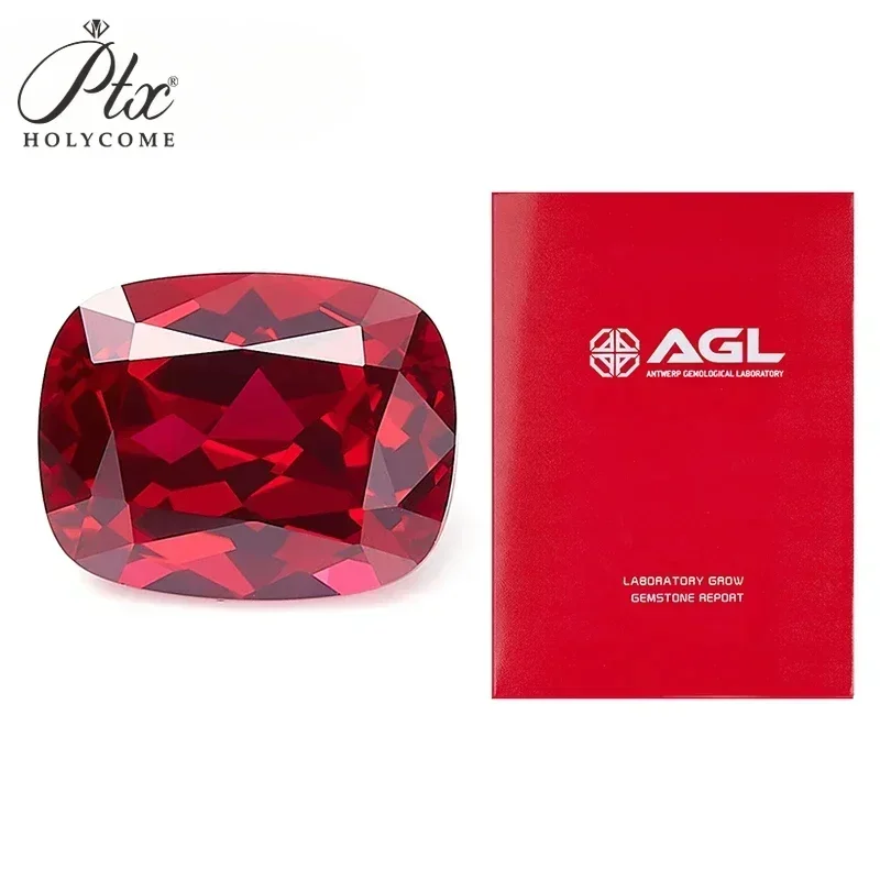 Wholesale [Rectangular Elongate Cushion Shape] Selectable AGL Certificate Lab Grown Ruby Pigeon Blood Red Gems Jewelry Materials