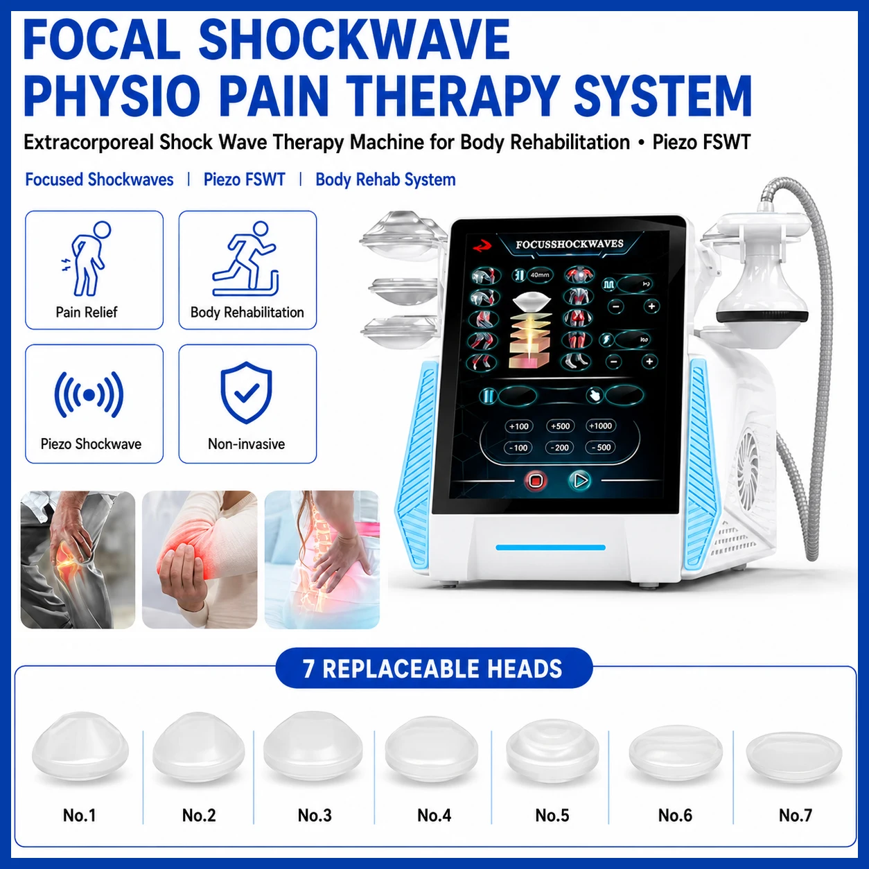 Professional Piezo Focal Shockwave Therapy Machine Physical Recovery Body Rehabilitation Physiotherapy Equipment Clinic Use