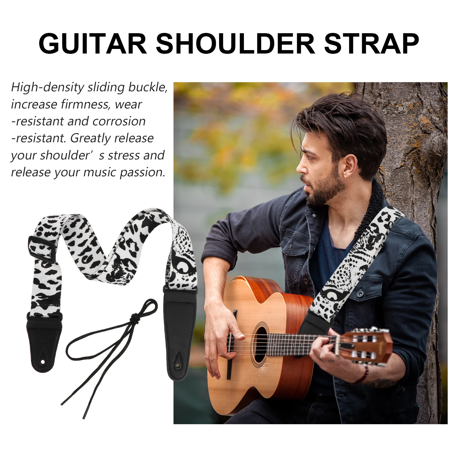 

Guitar Strap Stylish Instrument Belt Accessory Shoulder Printed Decor Waist